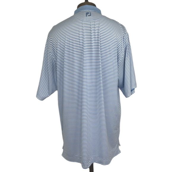 Footjoy Hershey Country Club Polo Shirt Men Size Medium Blue White Striped - Picture 3 of 5